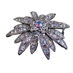 Joan Rivers Swarovski Crystal Aurora Borealis Starburst Brooch Pin 90s rainbow